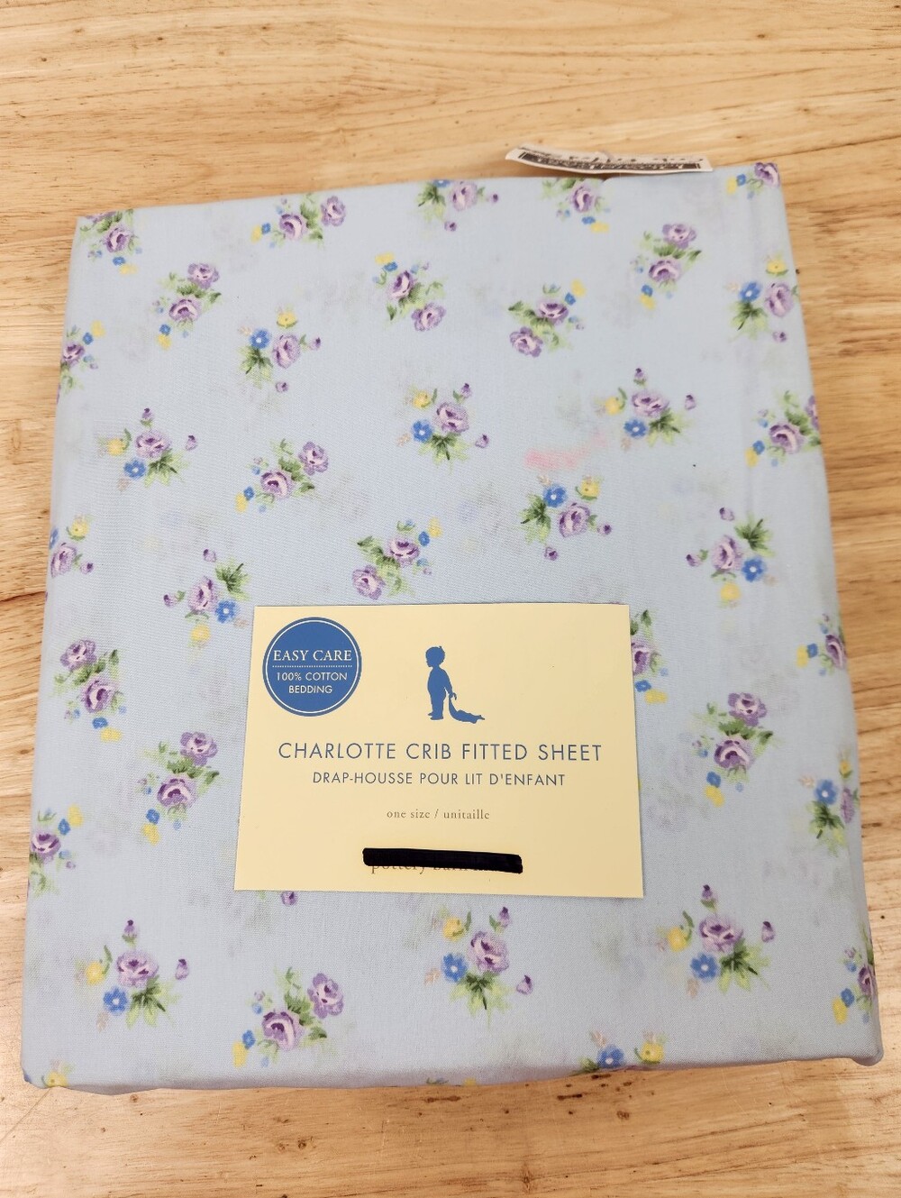Pottery Barn Kids Charlotte Floral Crib Fitted Sheet 100% Cotton NOS *Flaw*